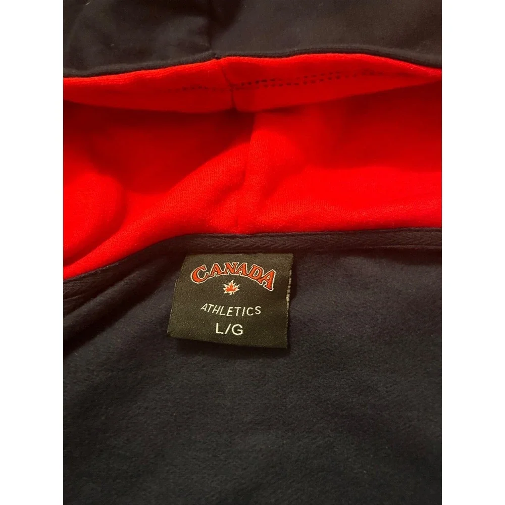 Canada Niagra Falls Zip Up Hoodie Size L Red Lined Hood Moose Graphic Youth